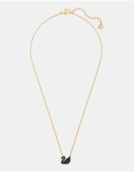  Swarovski Swarovski Iconic Swan Pendant, Swan, Small, Black, Rose Gold Tone Plated In Black, Rose Gold Tone Plated 
