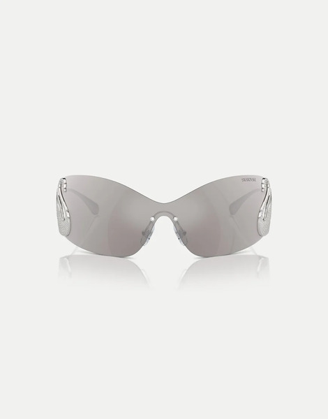  Swarovski Irregular Sunglasses With Mirrored Lens In Silver 