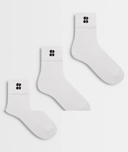  Sweaty Betty Essentials 3 Pack Mini Crew Sock In White 