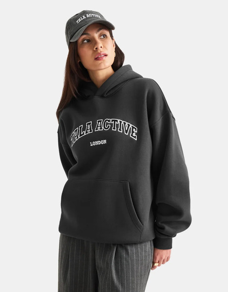  Tala Active Applique Oversized Hoodie In Black 