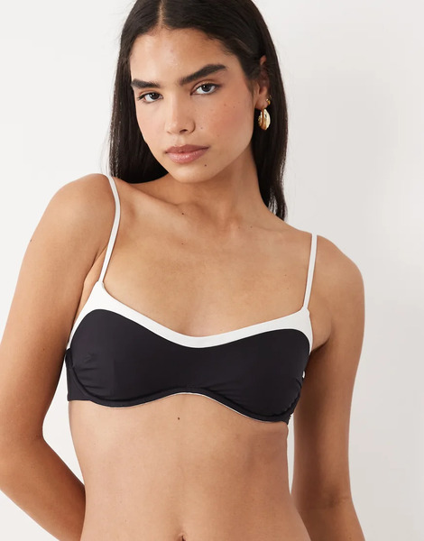  Tala Contrast Underwired Bikini Top In Shadow Black 