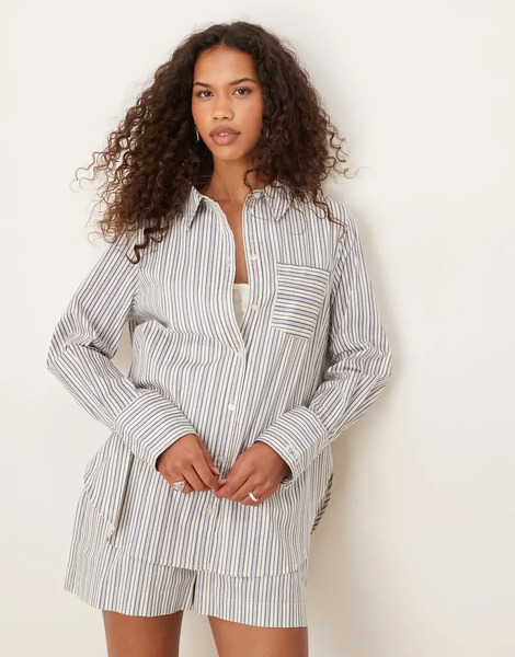  Tala Poplin Shirt In Blue Stripe   Grey 