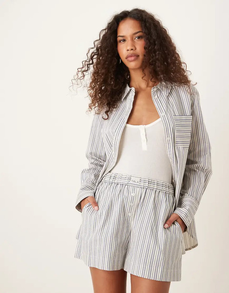  Tala Poplin Shorts In Blue Stripe Grey 