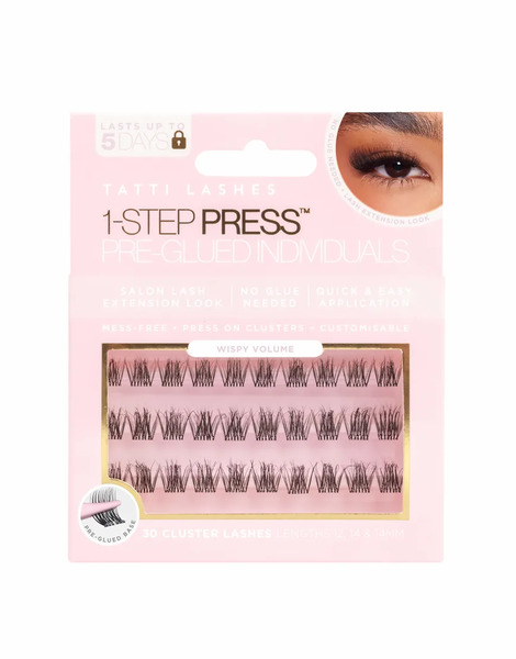  Tatti Lashes Wispy Volume 1 Step Press Pre Glued Individuals Black 