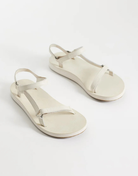  Teva Original Universal Slim Lea Sandals In Neutral 