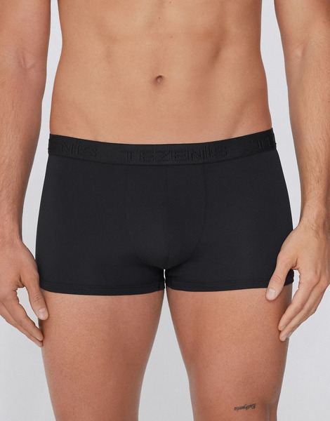 Tezenis Elastic Microfibre Boxers With Logo In Black 