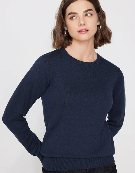  Tezenis Fully Fashioned Round Neck Jumper In Absolute Blue Navy 