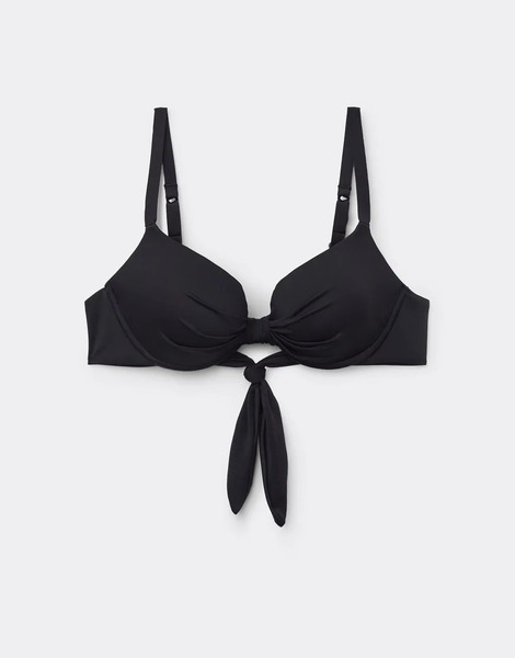  Tezenis Micro Padded Push Up Bikini Top In Black 