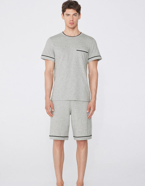  Tezenis Short Pyjamas With Pocket In Mottled Light Grey 