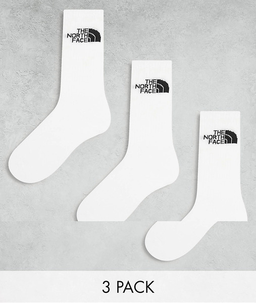  The North Face Simple Dome 3 Pack Logo Socks In White 