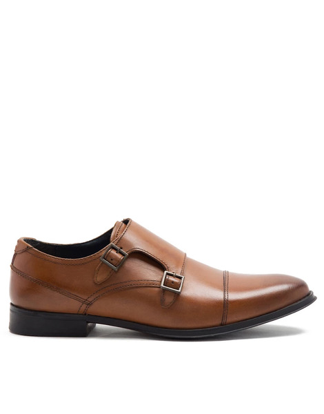  Thomas Crick Boycie Double Monk Strap Formal Leather Shoes In Tan Brown 