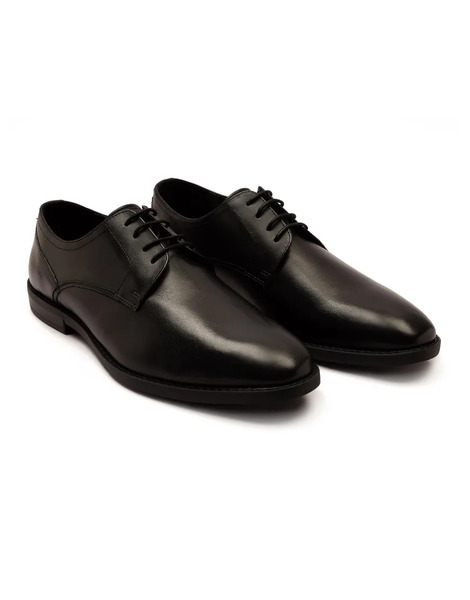  Thomas Crick Lanner Leather Formal Derby Shoes In Black 