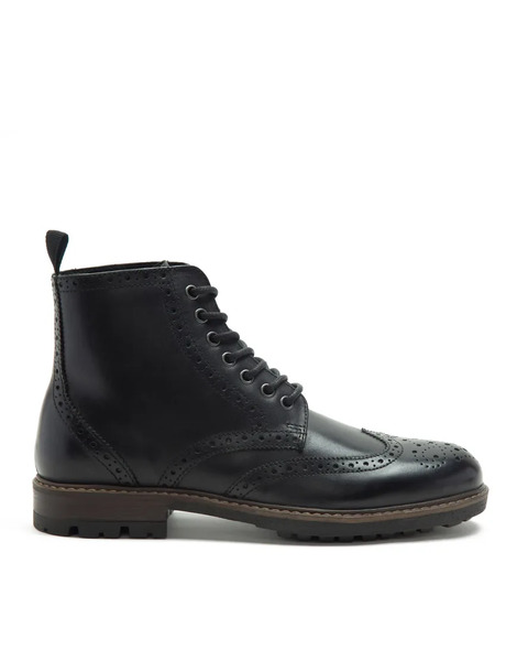  Thomas Crick Nesser Brogue Lace Up Leather Ankle Boots In Black 