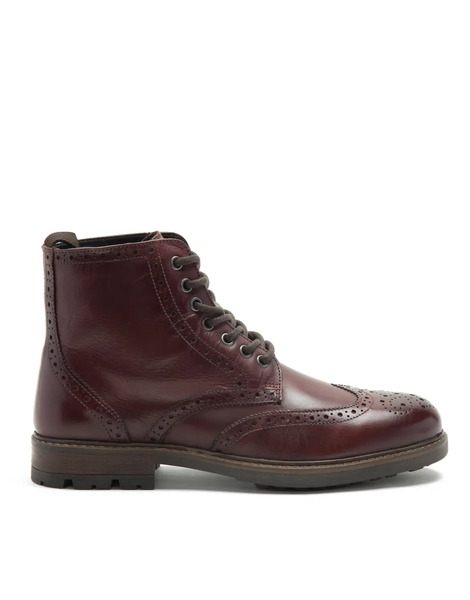  Thomas Crick Nesser Brogue Lace Up Leather Ankle Boots In Cherry Red 