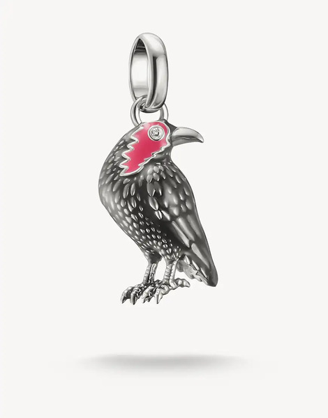  Thomas Sabo Bird Charm Pendant In Silver & Red   Silver 