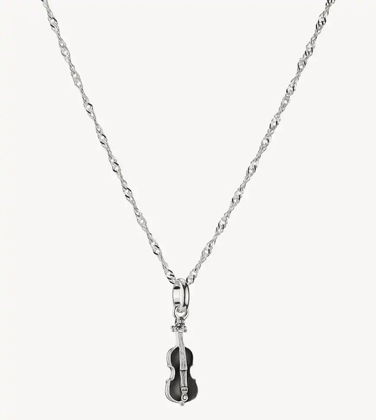  Thomas Sabo Guitar Pendant Necklace In Silver, Black And White   Silver 