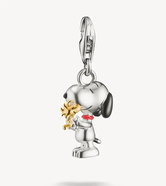  Thomas Sabo 18k Gold Plated Charm Pendant Snoopy & Woodstock Friends Peanuts Original In Silver, Black, Red, Gold   Silver 