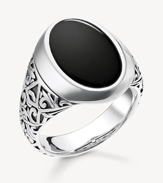  Thomas Sabo Signet Ring In Black And Silver 