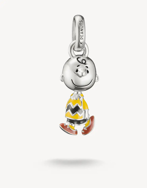  Thomas Sabo Silver Charm Pendant Charlie Brown Peanuts Connect In Silver, Black, Yellow, Brown   Silver 