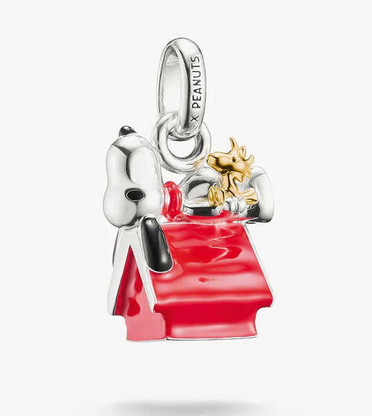  Thomas Sabo Snoopy 18k Gold Plated Charm Pendant In Multi Silver 