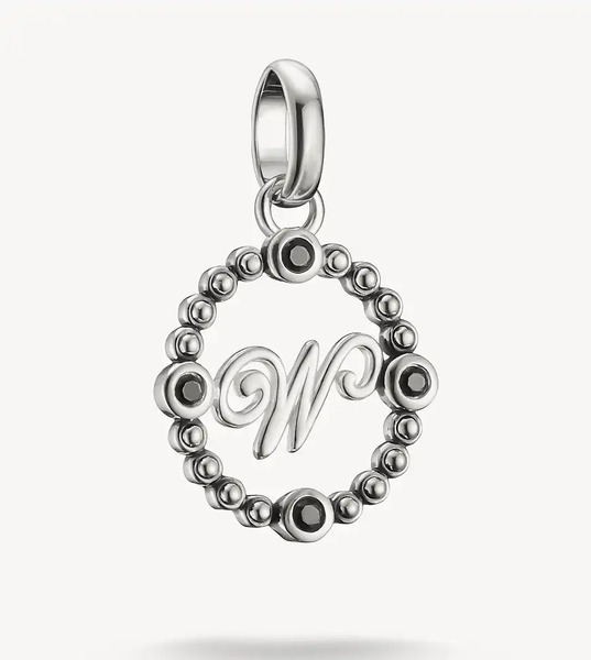  Thomas Sabo W Charm Pendant In Silver & Black   Silver 