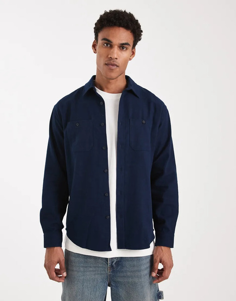  Threadbare Button Down Cotton Shirt In Navy 