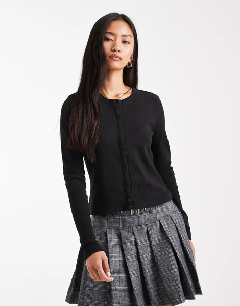  Threadbare Button Up Long Sleeve Jersey Top In Black 