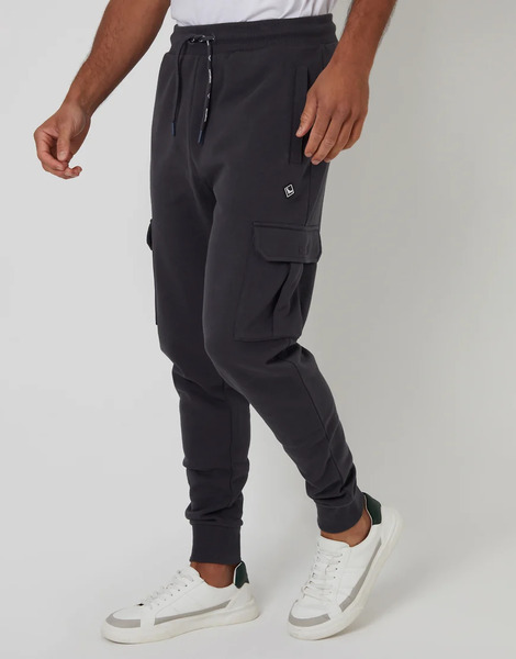  Threadbare Cargo Style Joggers In Charcoal Grey 