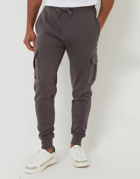  Threadbare Cargo Style Joggers In Dark Grey 