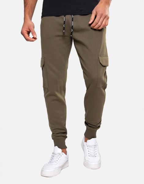  Threadbare Cargo Style Joggers In Khaki Green 