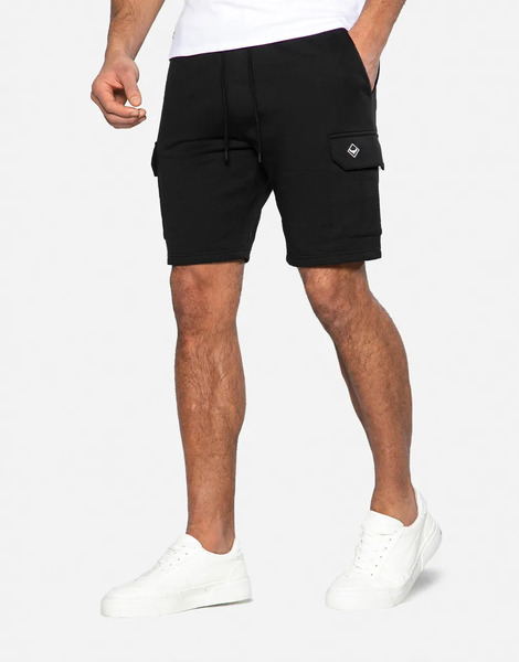  Threadbare Cargo Sweat Shorts In Black 