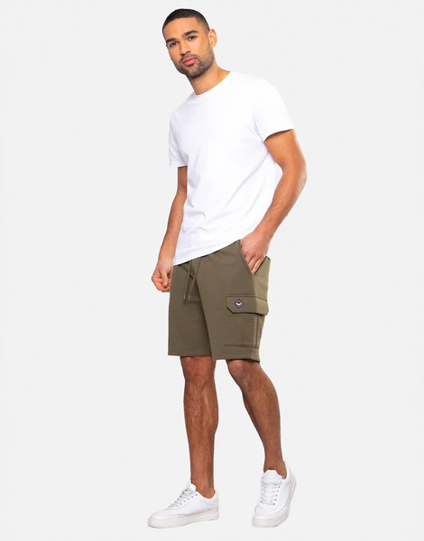  Threadbare Cargo Sweat Shorts In Khaki Green 