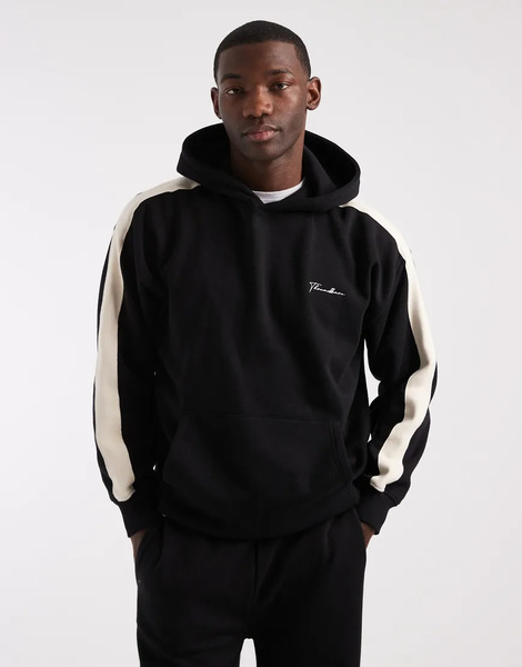  Threadbare Co Ord Relaxed Fit Hoodie With Side Stripe In Black 