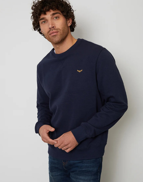  Threadbare Cotton Blend Crew Neck Sweatshirt In Navy 