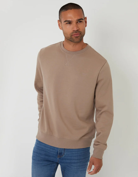  Threadbare Cotton Blend Crew Neck Sweatshirt In Taupe Neutral 