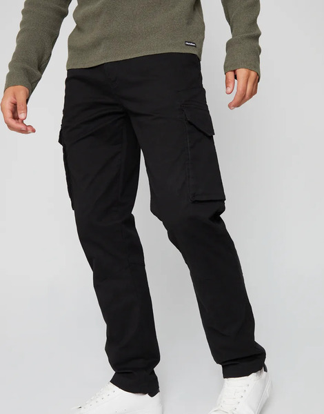  Threadbare Cotton Cargo Trousers With Stretch In Black 