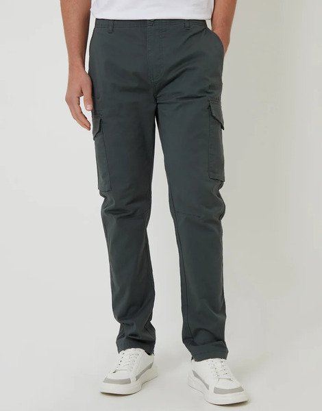  Threadbare Cotton Cargo Trousers With Stretch In Dark Grey 