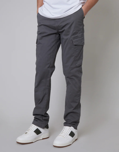  Threadbare Cotton Cargo Trousers With Stretch In Grey 