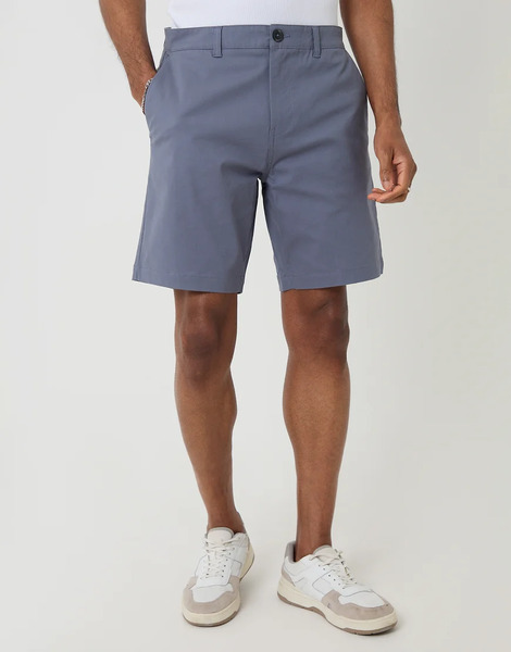  Threadbare Cotton Regular Fit Stretch Chino Shorts In Blue 