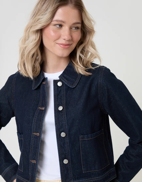  Threadbare Denim Jacket With Patch Pockets In Indigo Blue 