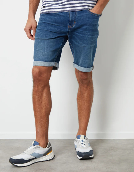  Threadbare 'edmonton' Turn Up Denim Shorts In Mid Blue 