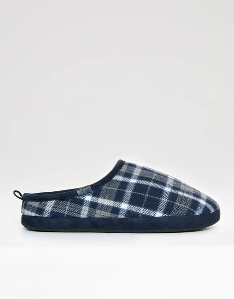  Threadbare Faux Fur Lined Mule Slippers In Navy 