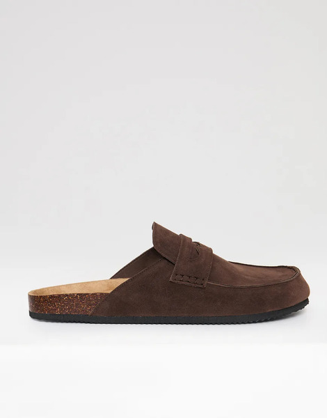  Threadbare Faux Suede Penny Loafer Sandals In Brown 