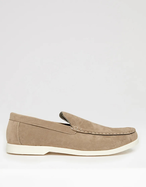  Threadbare Faux Suede Slip On Loafers In Olive Green 