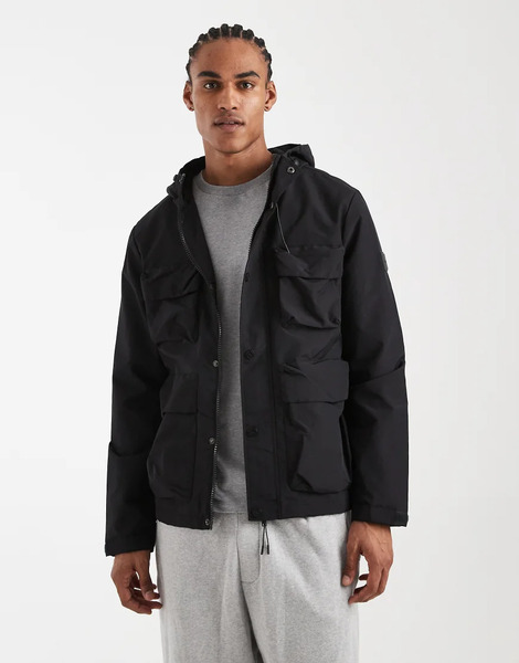 Threadbare Hooded Showerproof Rain Jacket In Black 