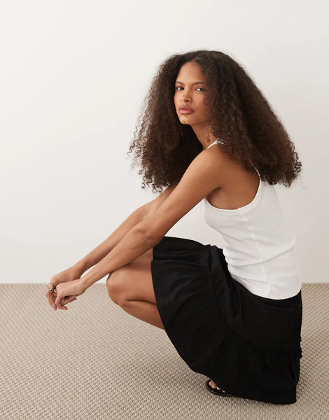  Threadbare Jersey Ruffled Mini Skirt In Black 