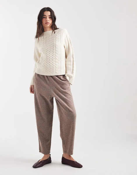  Threadbare Knit Barrel Leg Jogger In Brown 