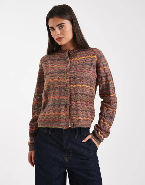  Threadbare Knitted Button Down Space Dye Cardigan Multi 