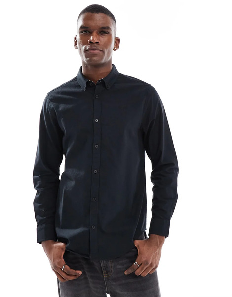  Threadbare Long Sleeve Shirt In Black 