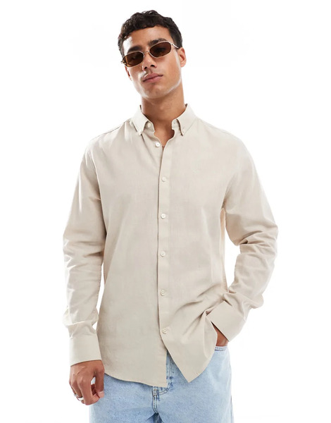  Threadbare Long Sleeve Shirt In Stone Neutral 